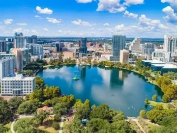 Lake Eola view with completed residential and commercial roofs