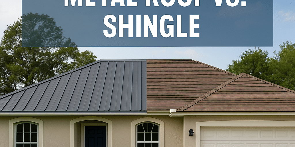 Florida home showing benefits of metal roof over shingles with split-roof design